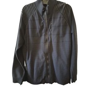 Smartwool Mens‎ XL Navy Blue Merino Wool Blend Full Zip Hybrid Jacket Mock Neck